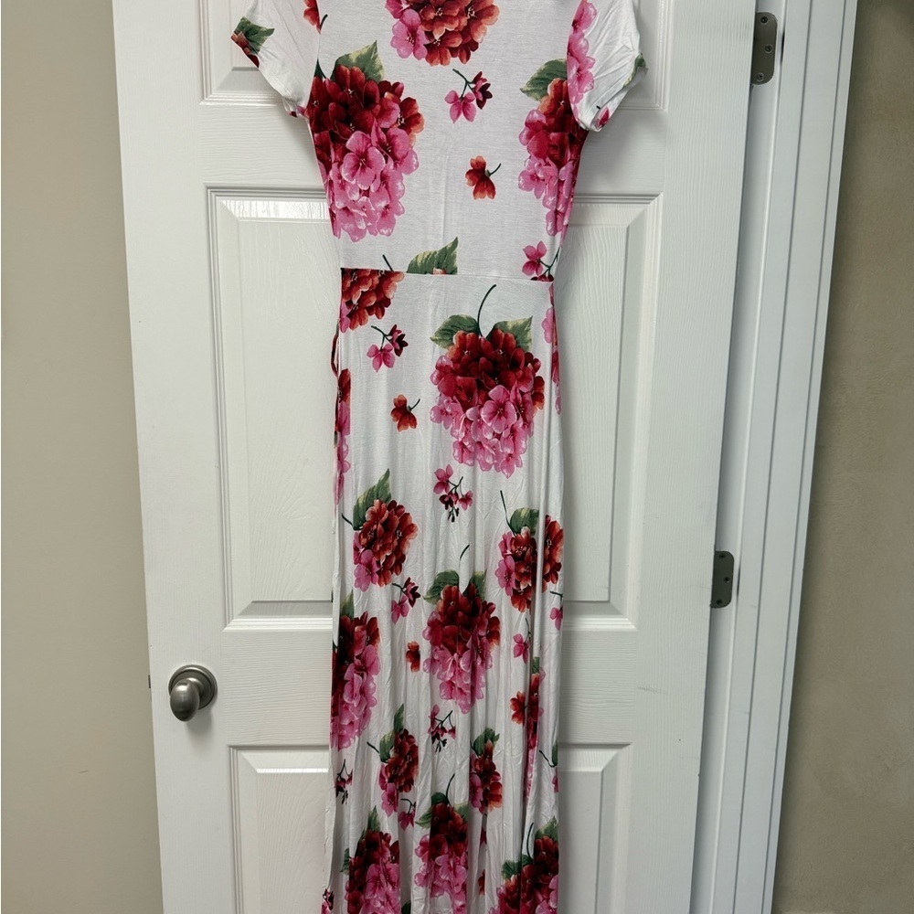 Forever 21 Pink Ruffled Wrap Maxi Dress Size S - Picture 5 of 11